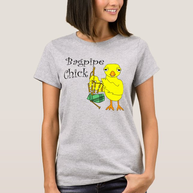 Bagpipe Chick Text T-Shirt (Vorderseite)