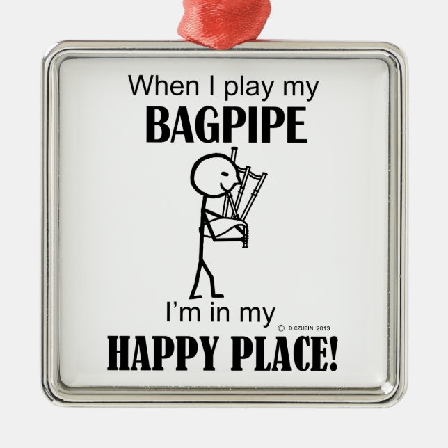 Bagpipe Happy Place Ornament Aus Metall (Vorne)