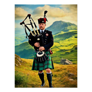 Bagpipe in Schottland, AI generiert, Poster