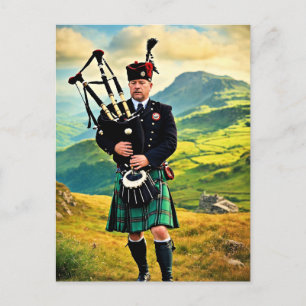 Bagpipe in Schottland, AI generiert, Postkarte