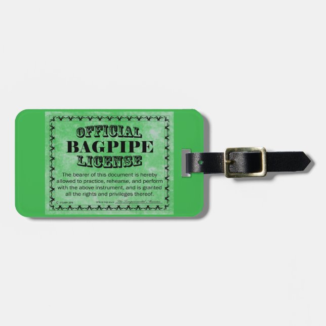 Bagpipe-Lizenz Gepäckanhänger (Vorderseite horizontal)