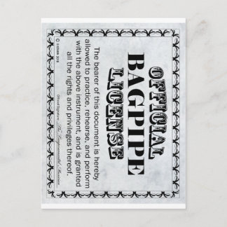 Bagpipe-Lizenz Postkarte