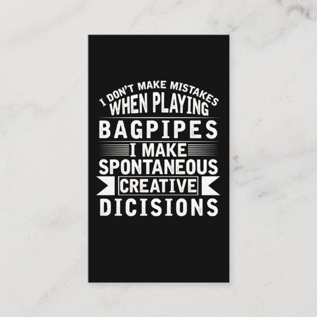 Bagpipe Mistakes Musical Instrument Loud Bagpiper Visitenkarte (Vorderseite)