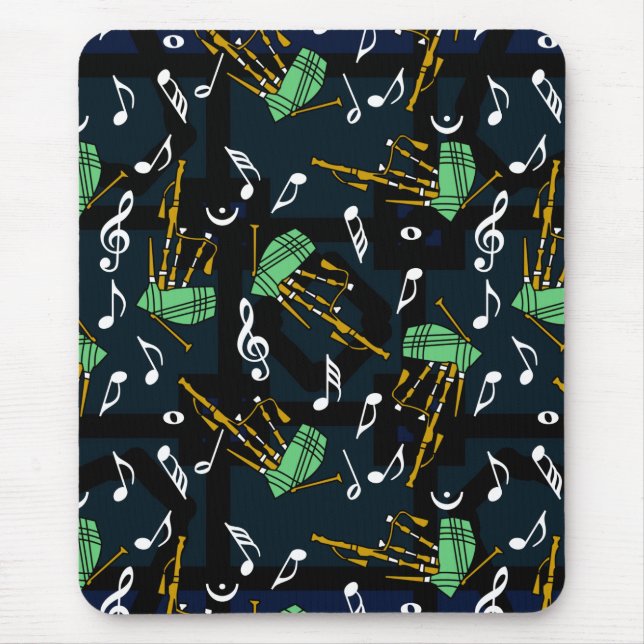 Bagpipe Musiknote Pattern Mousepad (Vorne)