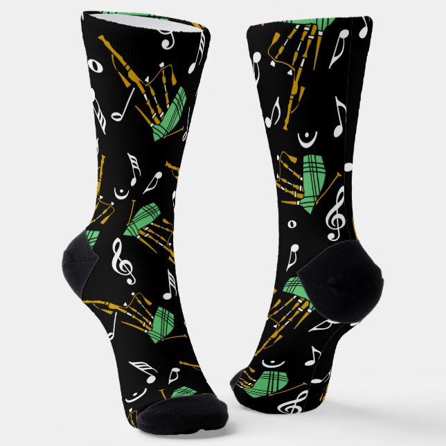 Bagpipe Musiknote Pattern Socken (Gewinkelt)