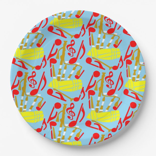 Bagpipe Musiknoten Pappteller (Vorderseite)