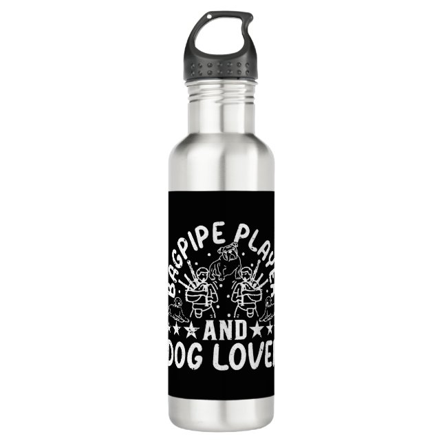 Bagpipe Player and Dog Lover - Bagpiping Downer Edelstahlflasche (Vorderseite)