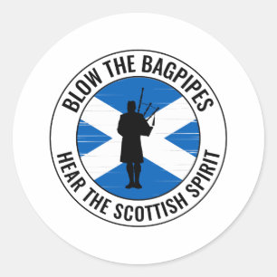 Bagpipe Player Musical Bagpiper Scottish Funny Runder Aufkleber