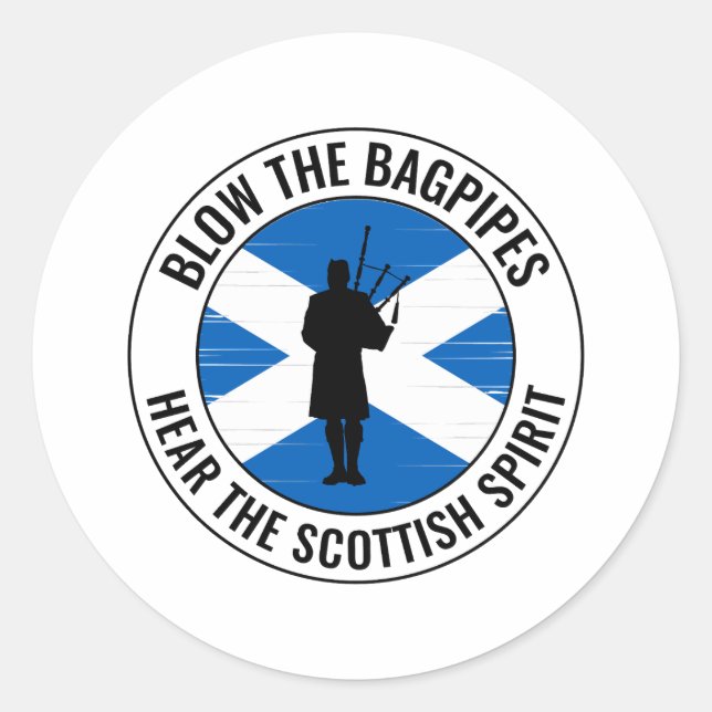 Bagpipe Player Musical Bagpiper Scottish Funny Runder Aufkleber (Vorderseite)