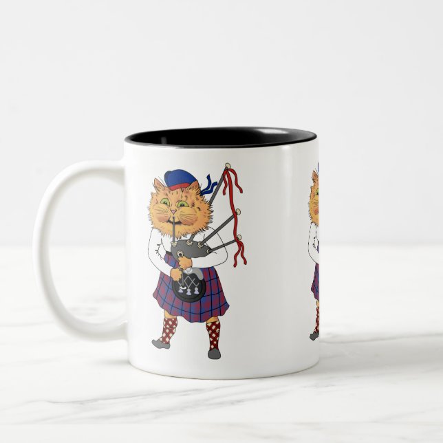 Bagpipe Playing Cat Scottish Zweifarbige Tasse (Links)