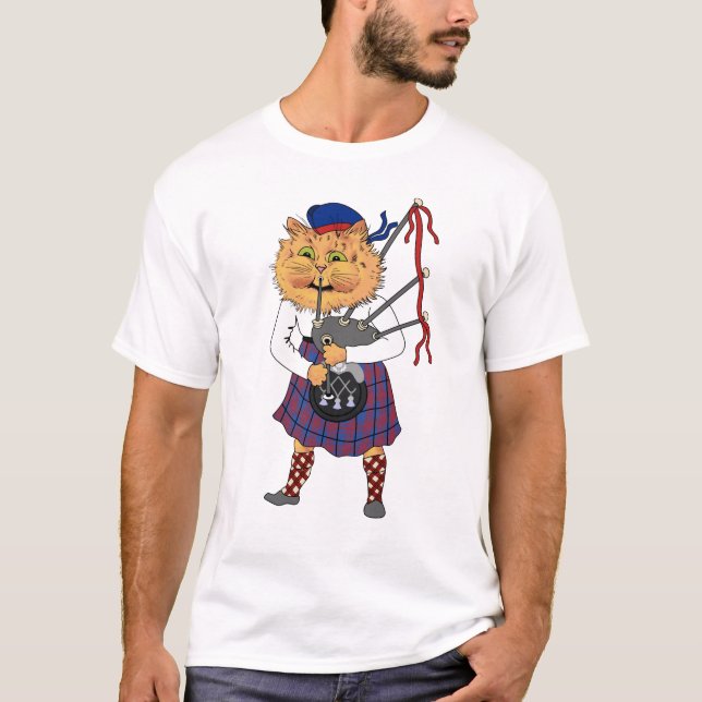 Bagpipe Playing Scottish Cat T-Shirt (Vorderseite)
