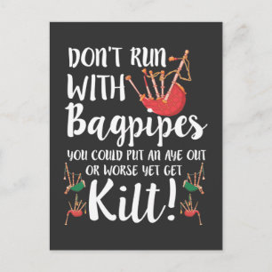 Bagpipe Quote Kilt Music Scotland Bagpiping Spaß Postkarte