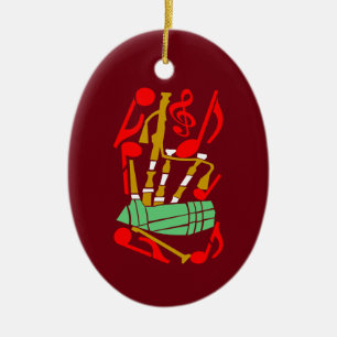 Bagpipe Red Musiknotens Keramik Ornament
