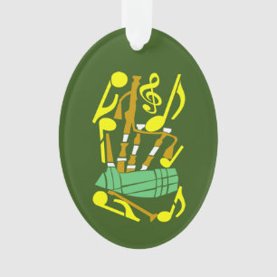 Bagpipe Red Musiknotens Ornament