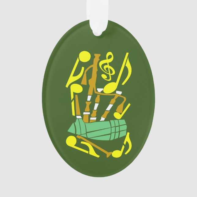 Bagpipe Red Musiknotens Ornament (Vorderseite)