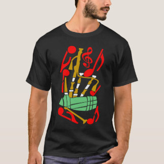 Bagpipe Red Musiknotens T-Shirt