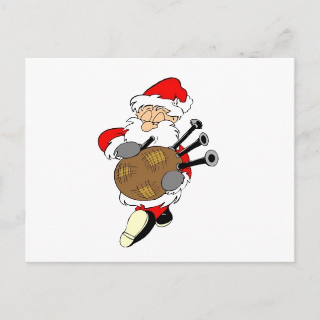 Bagpipe Santa Feiertagspostkarte (Vorderseite)