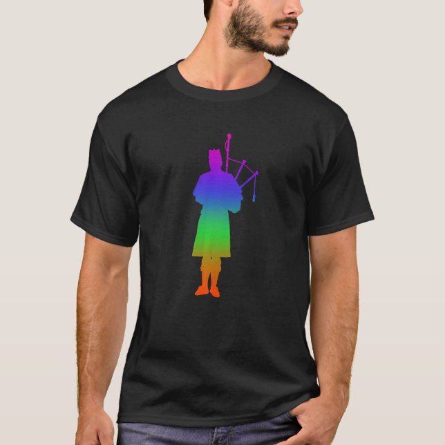 Bagpipe Shadows in Regenbogenfarbe T-Shirt (Vorderseite)