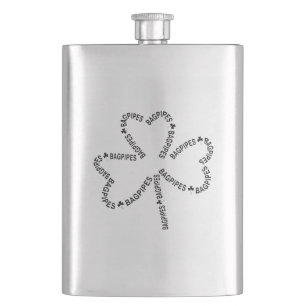 Bagpipe Text-Kleeblatt Flachmann