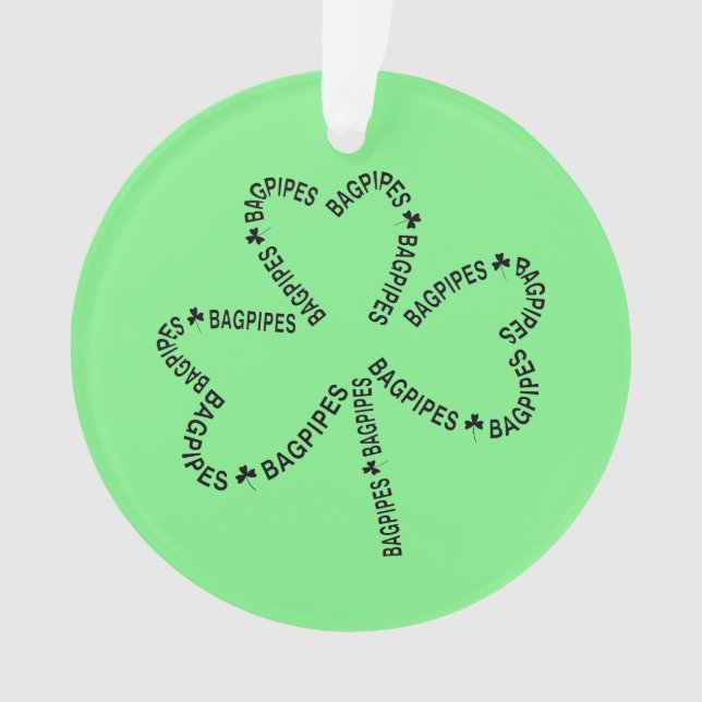 Bagpipe Text Kleeblatt T - Shirts Ornament (Vorderseite)