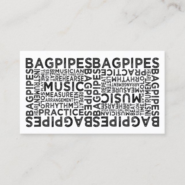 Bagpipe Typografie Visitenkarte (Vorderseite)