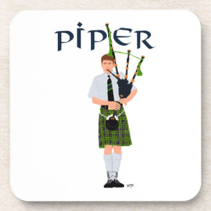 Bagpiper - Grüner Kilt Untersetzer