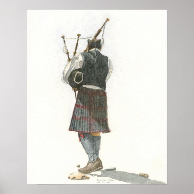 Bagpiper Watercolor Poster (Vorne)