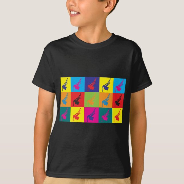 Bagpipes-Pop-Kunst T-Shirt (Vorderseite)