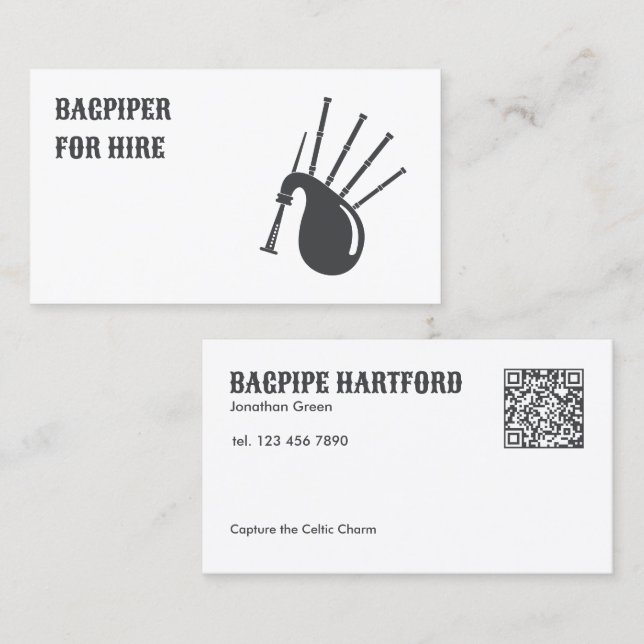 Bagpiping Custom QR Visitenkarte (Vorne/Hinten)