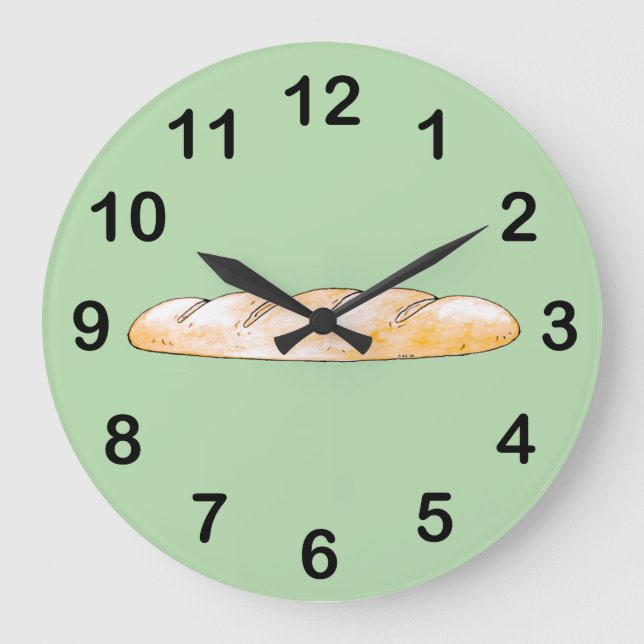 Baguettbrot Große Wanduhr (Vorderseite)