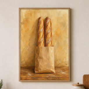 Baguette-Paar auf Papier Aquarellposter Poster