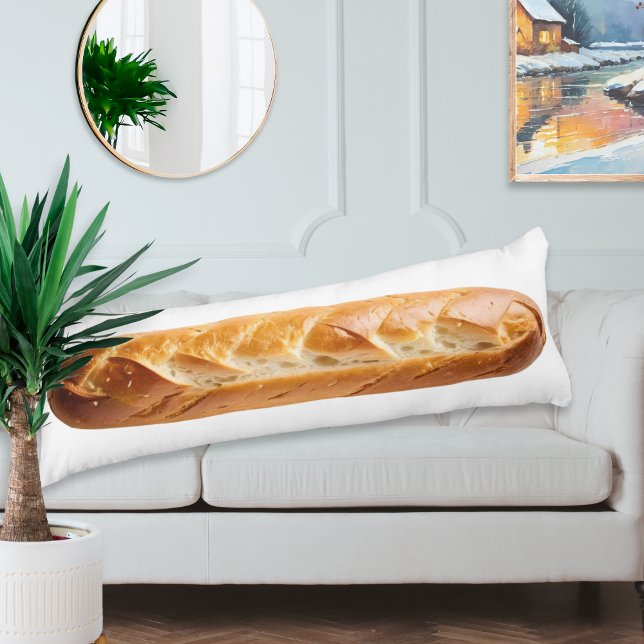 Baguette Personalisiert Seitenschläferkissen (A long length body pillow with French baguette picture on one side, your own custom text on the back)