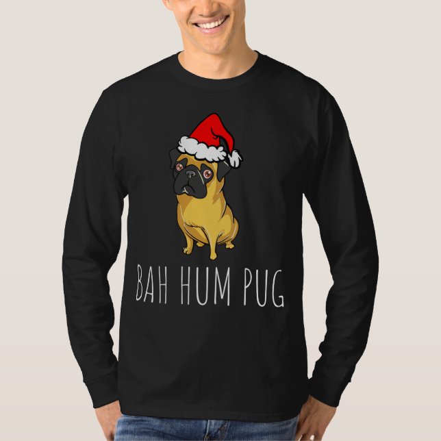 Bah Hum Mops Niedlich Funny Puppy Dog Weihnachten T-Shirt (Vorderseite)