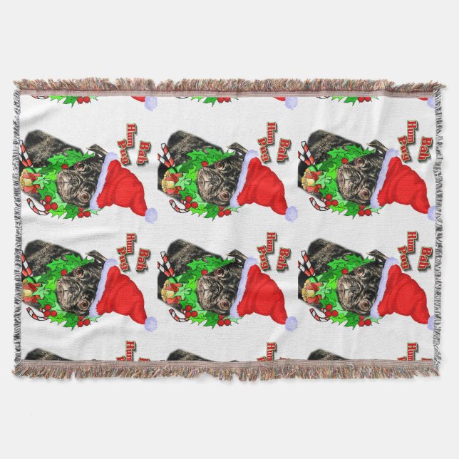 Bah Hum Mops Weihnachten Decke (Vorderseite)