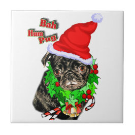 Bah Hum Mops Weihnachten Fliese