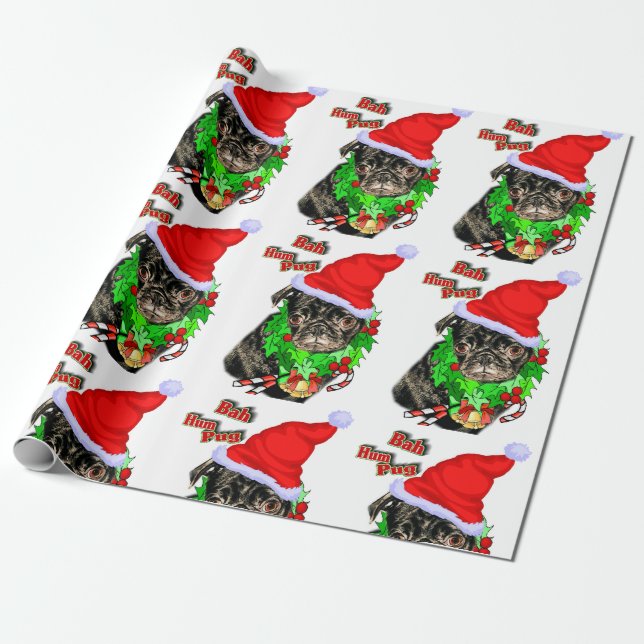 Bah Hum Mops Weihnachten Geschenkpapier (Ungerollt)