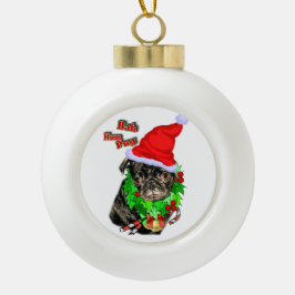 Bah Hum Mops Weihnachten Keramik Kugel-Ornament