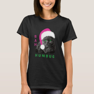 Bah Humbug Cat Weihnachtsmannmütze Weihnachtsfeier T-Shirt