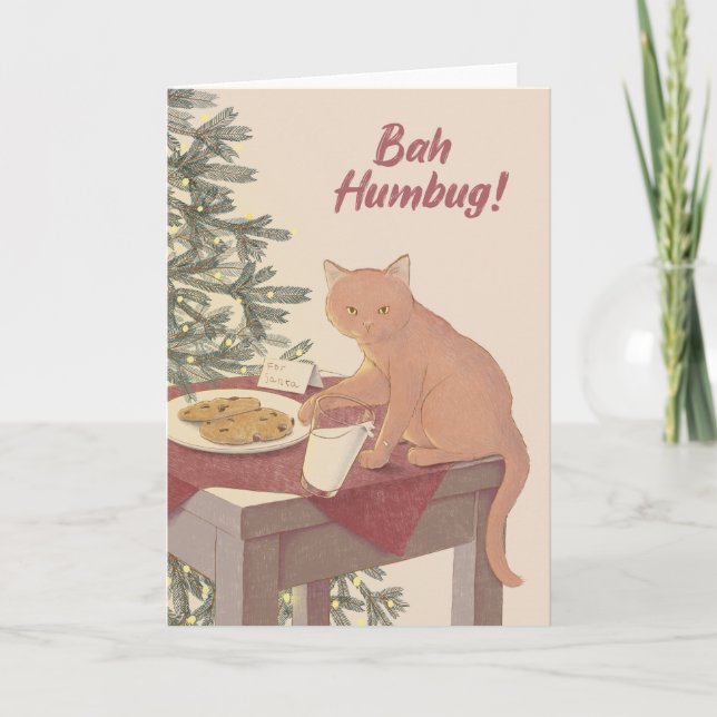 Bah Humbug Christmas Cat Blank Card Karte (Vorderseite)