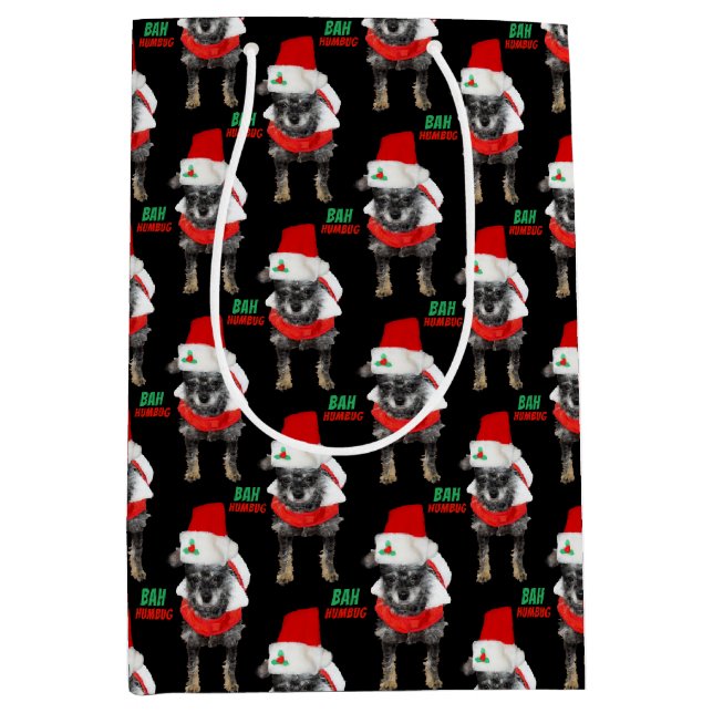 Bah Humbug Christmas Dog Pattern Mittlere Geschenktüte (Vorderseite)