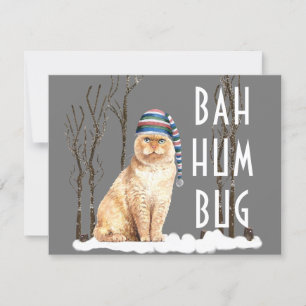 Bah Humbug Funny Cat Christmas Postcard Karte
