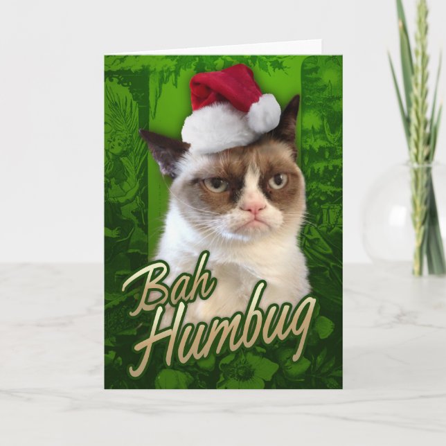 Bah Humbug Grumpy Cat Feiertagskarte (Vorderseite)