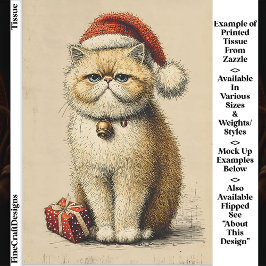 Bah Humbug Grumpy Weihnachtskatze EA9L Découpage Seidenpapier