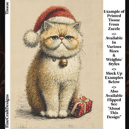 Bah Humbug Grumpy Weihnachtskatze EA9R Découpage Seidenpapier
