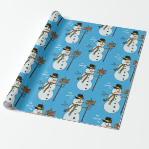 Bah Humbug mürrischer Weihnachts-Schneemann Introv Geschenkpapier