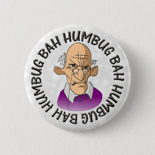 Bah Humbug Old Man Button