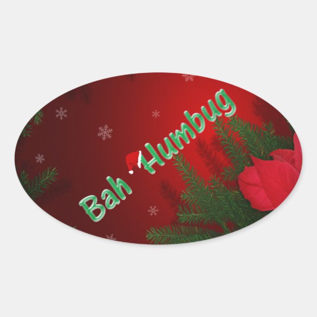 Bah Humbug Ovaler Aufkleber (Vorderseite)