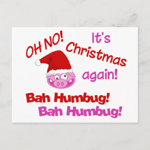 BAH HUMBUG Pig Postkarte