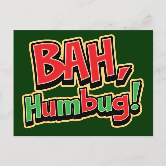 Bah Humbug Postcard - Dunkler Hintergrund Feiertagspostkarte (Vorderseite)