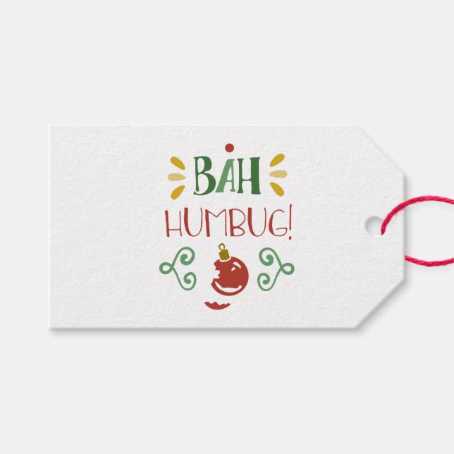 Bah Humbug Rot Grün und Gelb Humorisch Geschenkanhänger (Vorderseite (Horizontal))